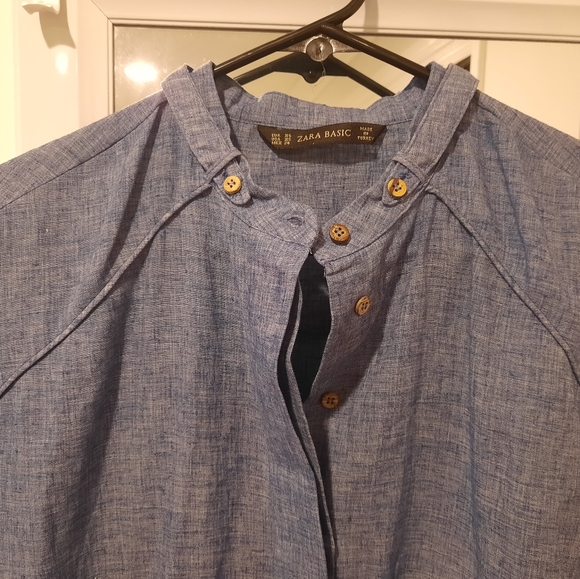 Zara basic size XS chambray tunic dress - Picture 3 of 5